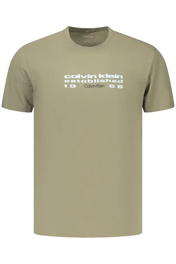 CALVIN KLEIN PÁNSKÉ TRIČKO S KRÁTKÝM RUKÁVEM ZELENÉ