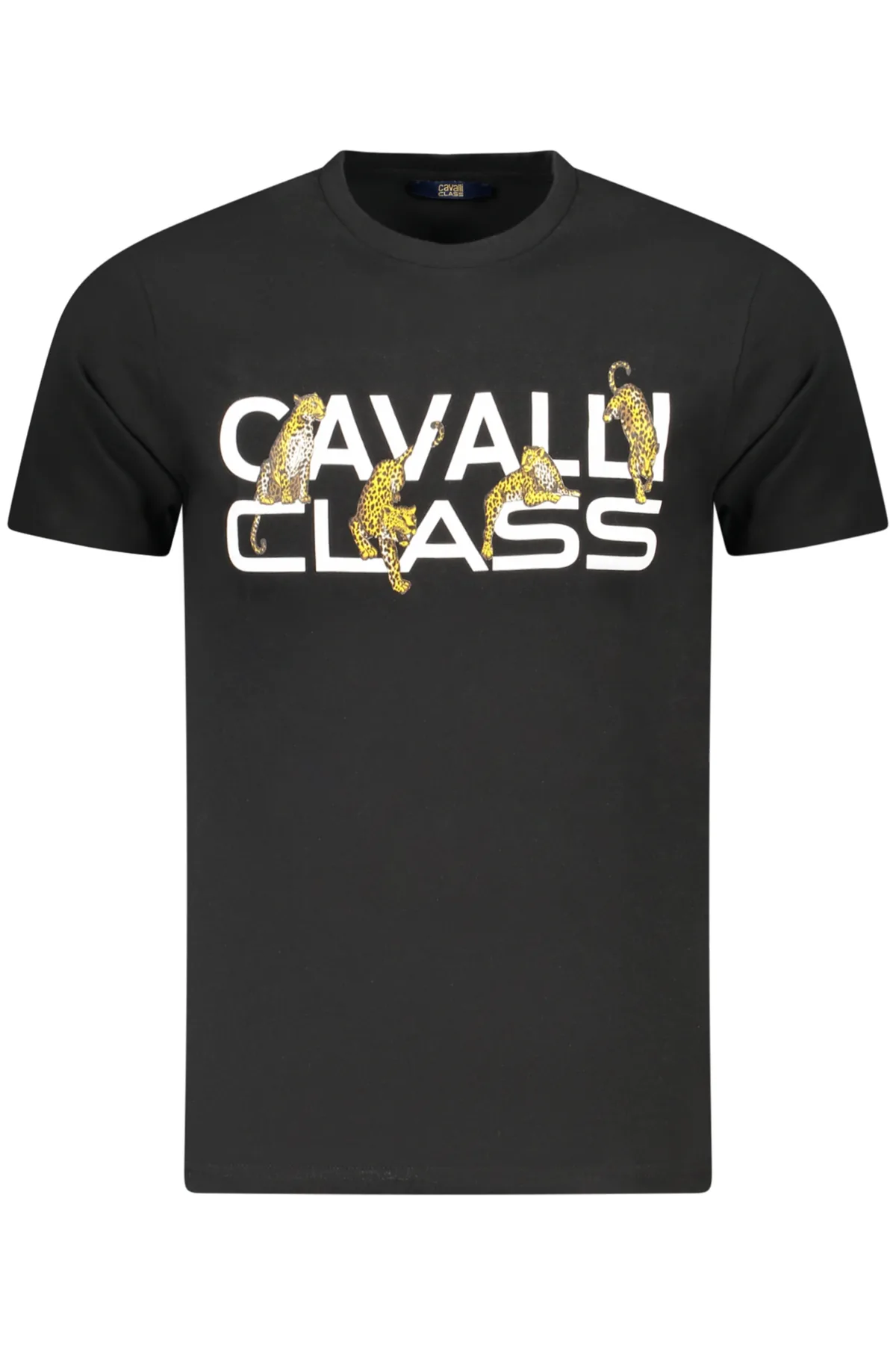 CAVALLI CLASS PÁNSKÉ TRIČKO S KRÁTKÝM RUKÁVEM ČERNÉ