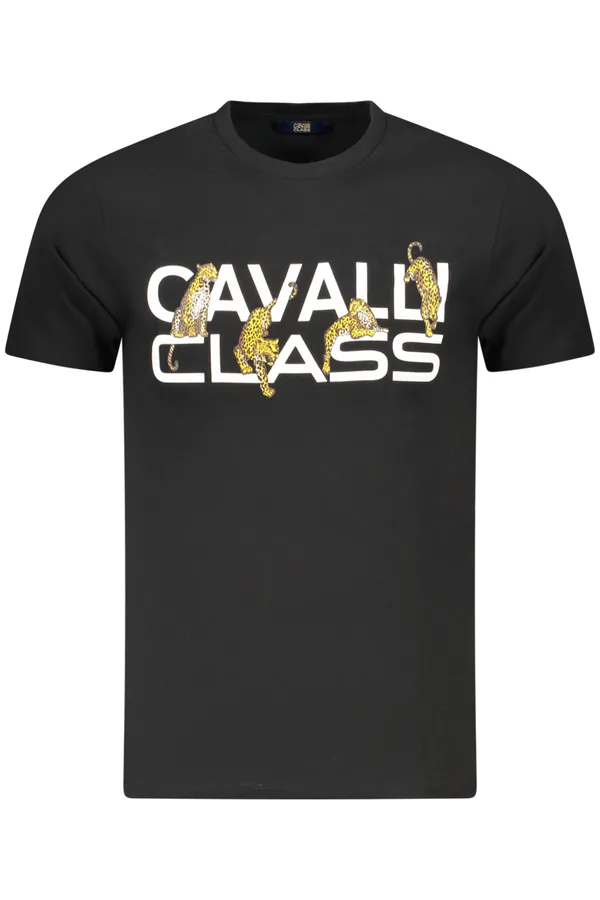 CAVALLI CLASS PÁNSKÉ TRIČKO S KRÁTKÝM RUKÁVEM ČERNÉ