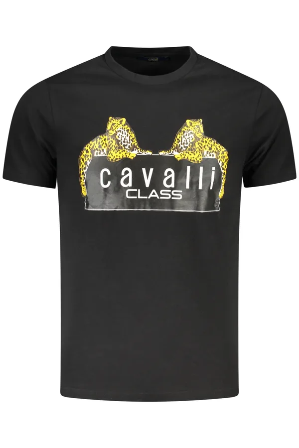 CAVALLI CLASS PÁNSKÉ TRIČKO S KRÁTKÝM RUKÁVEM ČERNÉ