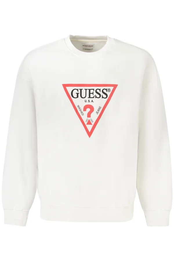GUESS JEANS PÁNSKÁ MIKINA BEZ ZIPU BÍLÁ