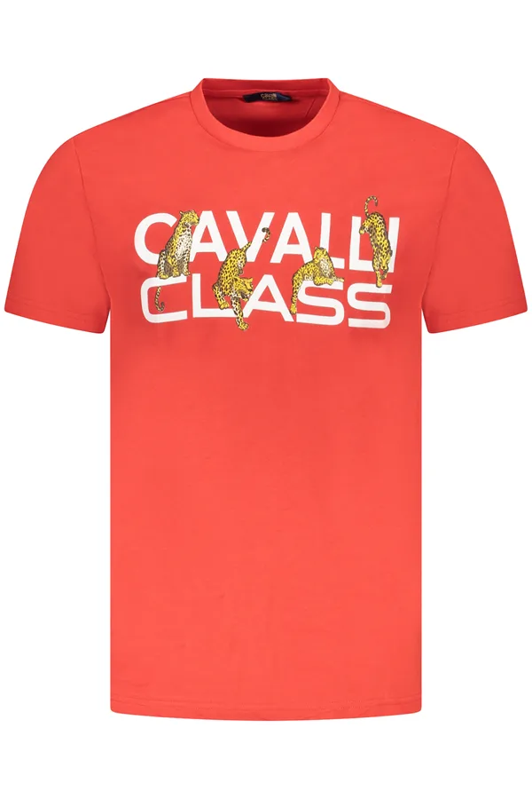 CAVALLI CLASS PÁNSKÉ TRIČKO S KRÁTKÝM RUKÁVEM ČERVENÉ