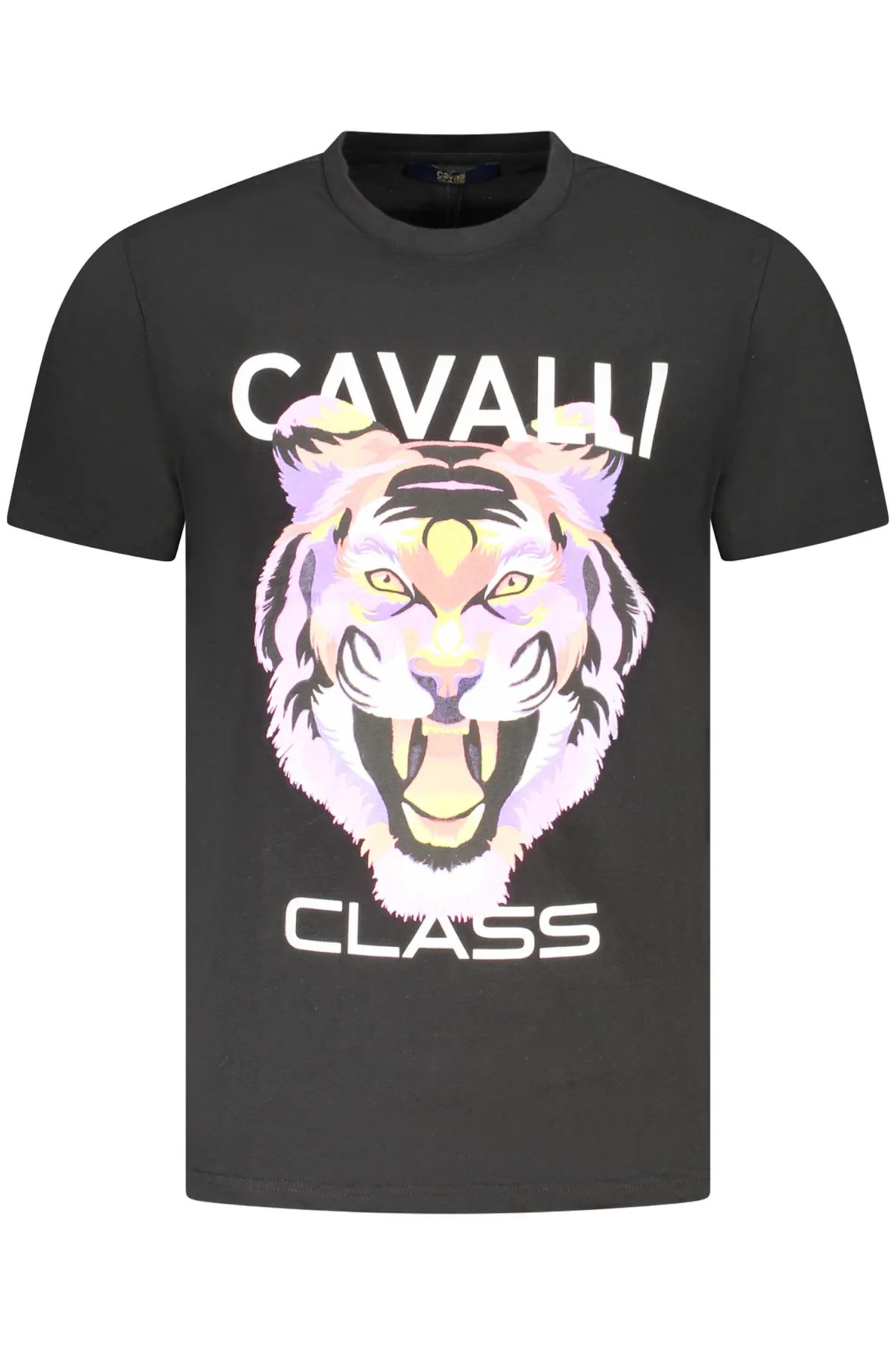 CAVALLI CLASS PÁNSKÉ TRIČKO S KRÁTKÝM RUKÁVEM ČERNÉ