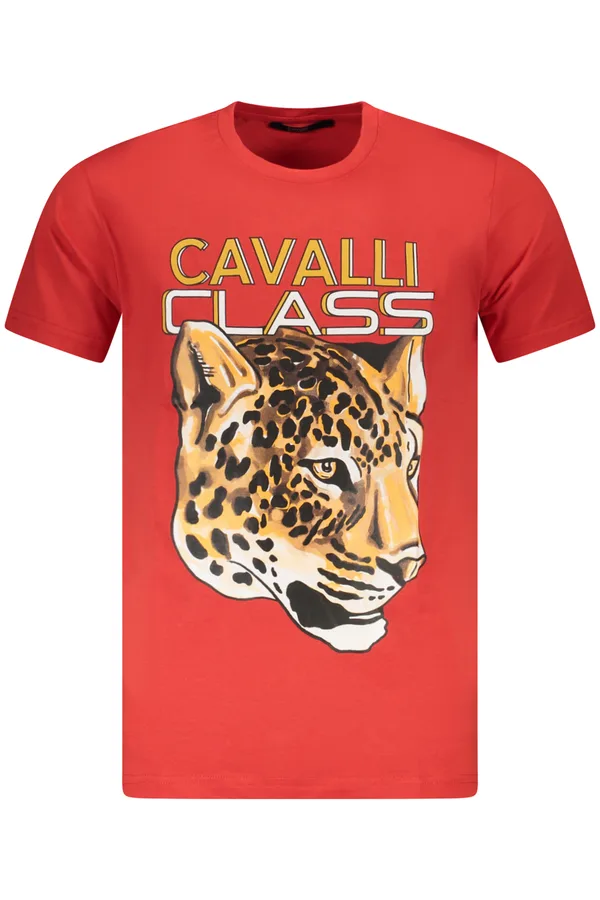 CAVALLI CLASS PÁNSKÉ TRIČKO S KRÁTKÝM RUKÁVEM ČERVENÉ