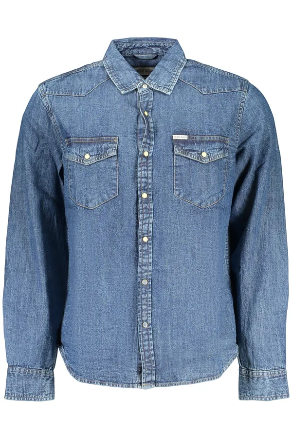 GUESS JEANS PÁNSKÁ KOŠILE S DLOUHÝM RUKÁVEM, MODRÁ