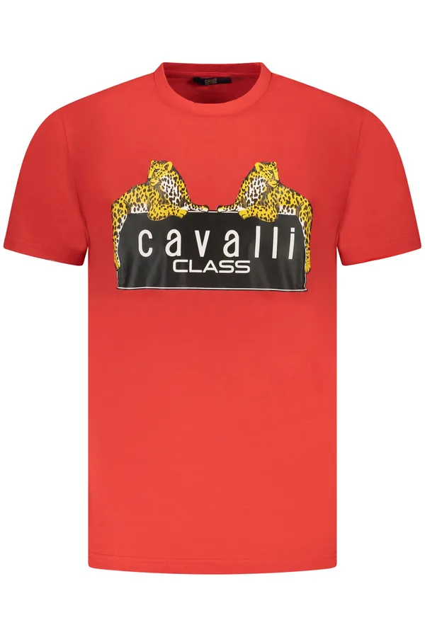 CAVALLI CLASS PÁNSKÉ TRIČKO S KRÁTKÝM RUKÁVEM ČERVENÉ