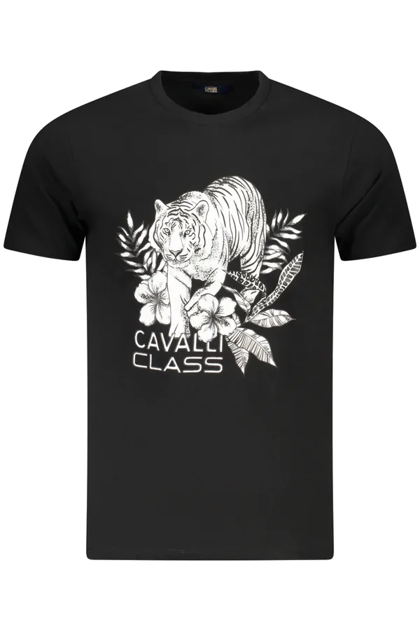 CAVALLI CLASS PÁNSKÉ TRIČKO S KRÁTKÝM RUKÁVEM ČERNÉ
