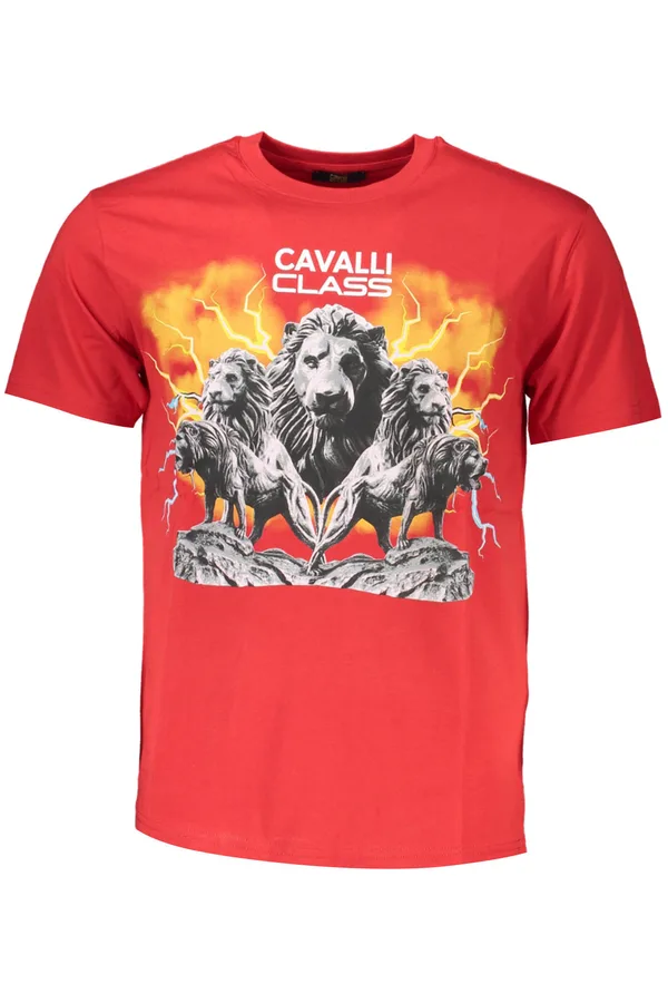 CAVALLI CLASS PÁNSKÉ TRIČKO S KRÁTKÝM RUKÁVEM ČERVENÉ