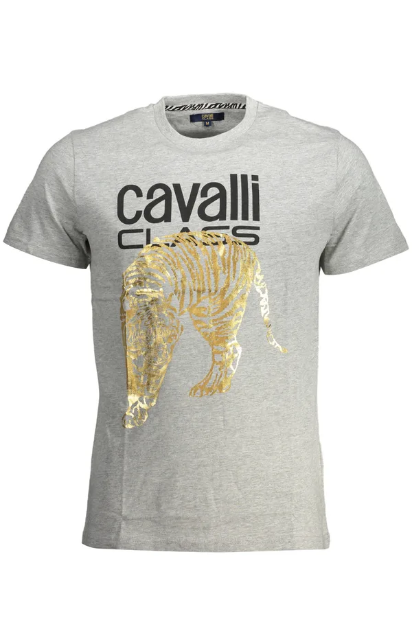 CAVALLI CLASS PÁNSKÉ TRIČKO S KRÁTKÝM RUKÁVEM ŠEDÉ